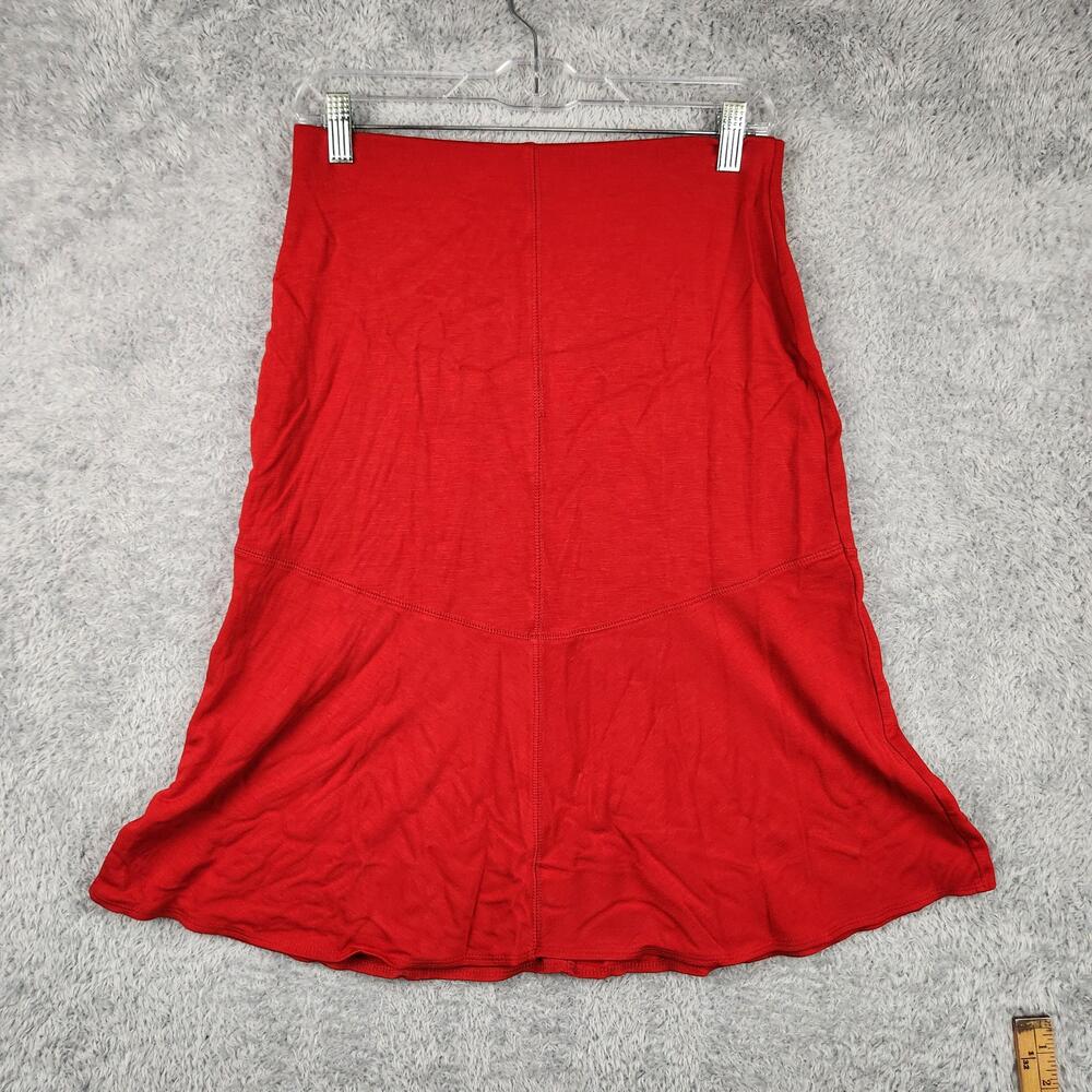 Vintage Lew Magram Skirt Womens Medium Red Jersey Knit Midi Flare USA 90s 80s